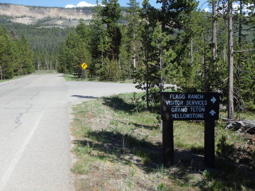 GDMBR: Sign for the FLAGG RANCH Visitor Center.